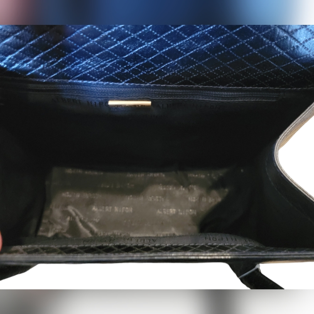 NWT Vintage Albert Nipon Black Patent Leather Quilted Bag - Picture 7 of 11